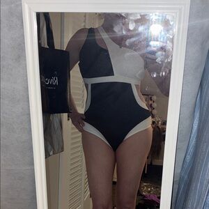 Black and White Cutout CupShe Swimsuit LARGE
